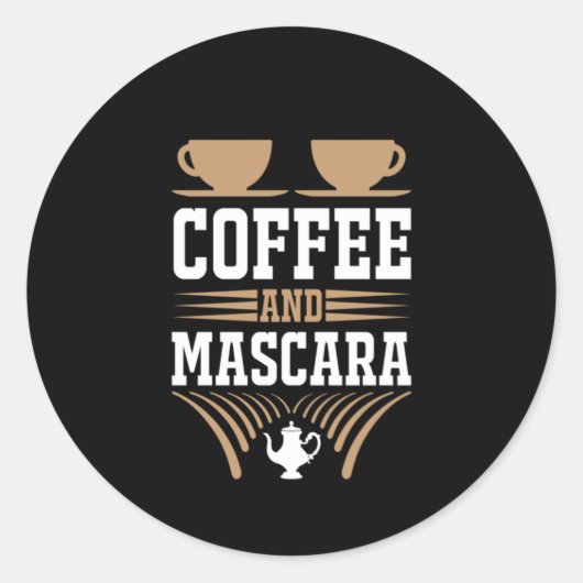 Sticker Rond Café Art Café Et Mascara (Devant)