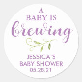 Sticker Rond Café Baby shower verdure Favoriser (Devant)