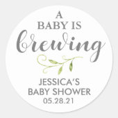 Sticker Rond Café Baby shower verdure Favoriser (Devant)