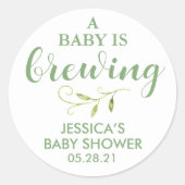 Sticker Rond Café Baby shower verdure Favoriser (Devant)