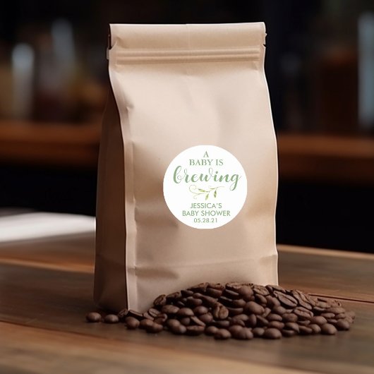 Sticker Rond Café Baby shower verdure Favoriser