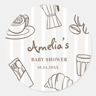 Sticker Rond Café Bébé Caprice Baby Shower