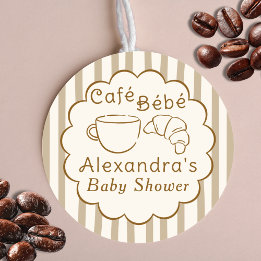 Sticker Rond Cafe Bebe French Coffee Personalized Baby Shower