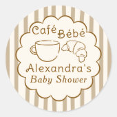 Sticker Rond Cafe Bebe French Coffee Personalized Baby Shower (Devant)