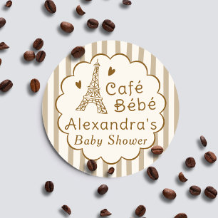 Sticker Rond Café Bébé Paris Café Cadeau Personnalisé pour Baby