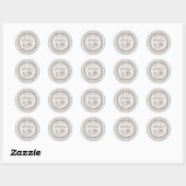 Sticker Rond Café Bébé Rayures Marron Fête de Naissance (Feuille)