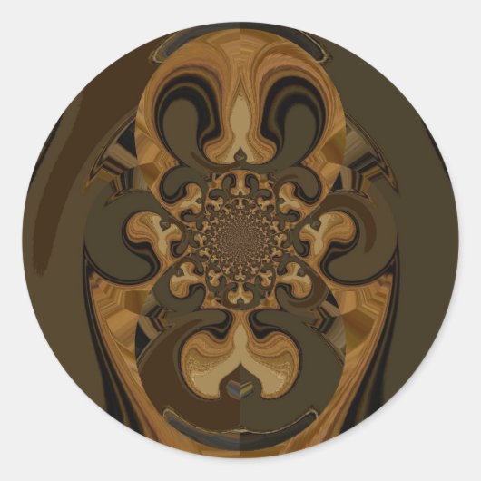 Sticker Rond Café Brown Flux Kaleidoscope Art Imprimer (Devant)