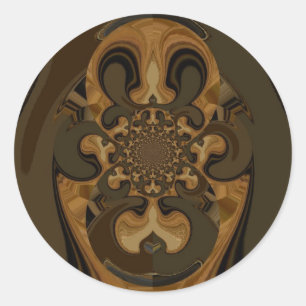 Sticker Rond Café Brown Flux Kaleidoscope Art Imprimer