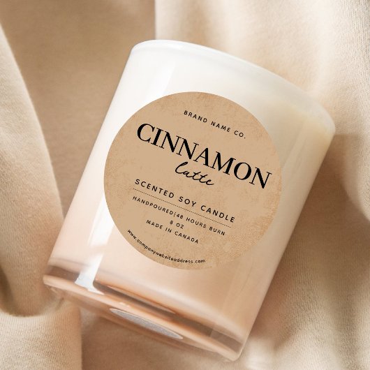 Sticker Rond Café Brown moderne Rustique