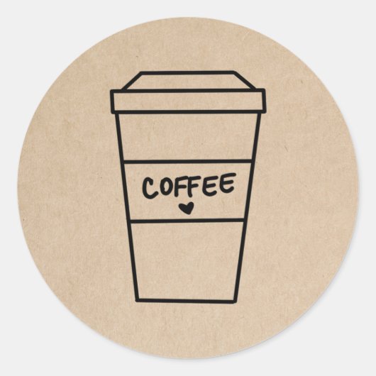 Sticker Rond Café Brown moderne simple (Devant)