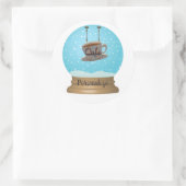 Sticker Rond Café café bois rustique panneau neige bleu bleu (Sac)