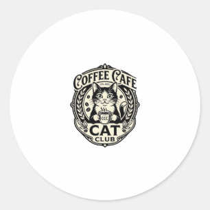 Sticker Rond Café Café Chat Drôle Chat Graphique - Café Café Ca