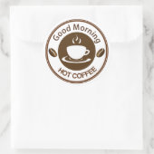 Sticker Rond Café chaud du bon matin (Sac)