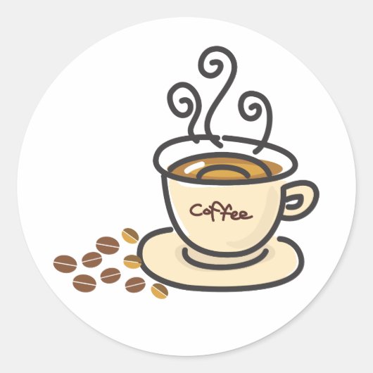Sticker Rond Café chaud Mug & Coffee Beans (Devant)