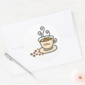 Sticker Rond Café chaud Mug & Coffee Beans (Enveloppe)