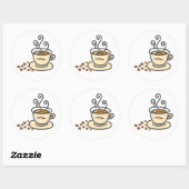 Sticker Rond Café chaud Mug & Coffee Beans (Feuille)