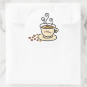 Sticker Rond Café chaud Mug & Coffee Beans (Sac)