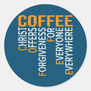 Sticker Rond Café Christ Offre Le Pardon À Tous