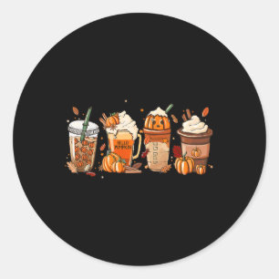 Sticker Rond Café Citrouille Épice Latte Boissons Automne Thank