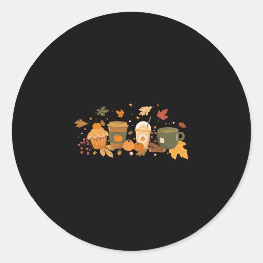 Sticker Rond Café Citrouille Latte Spice Coffee Love Saison Aut (Devant)