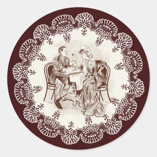 Sticker Rond café et amour (Devant)