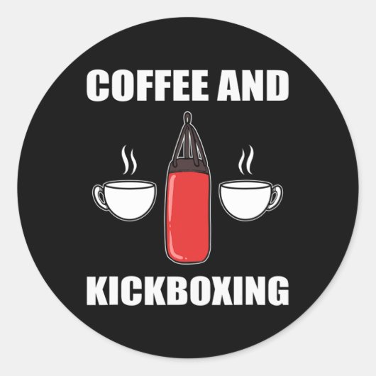 Sticker Rond Café et kickboxing (Devant)