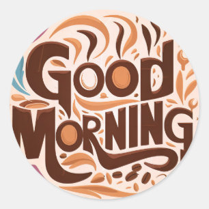 Sticker Rond Café et pains du bon matin #9