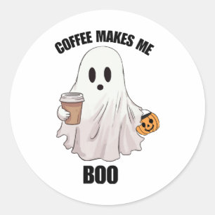 Sticker Rond Café Fantôme Halloween Drôle