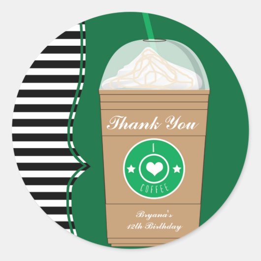 Sticker Rond Café froid Frap Anniversaire Fête Favoriser Sticke (Devant)