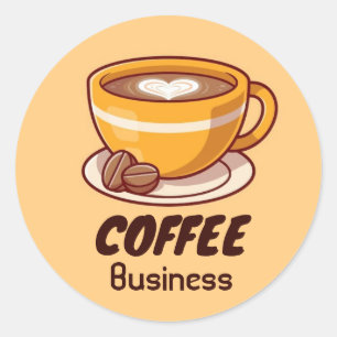 Sticker Rond Café Hot Cup Café Café Business