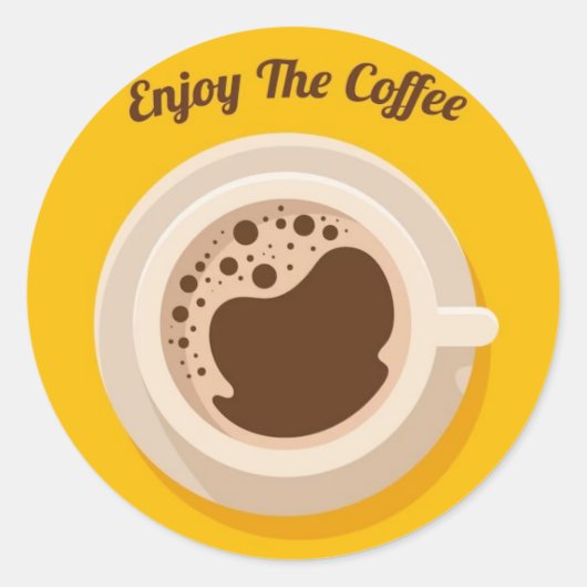 Sticker Rond Café Hot Cup Design Papier Boutique Boisson (Devant)