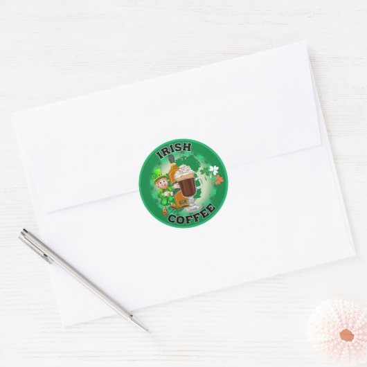 Sticker Rond Café Irlandais - Un Elixir. (Enveloppe)