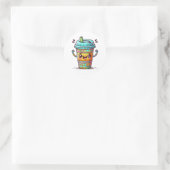 Sticker Rond Café Kawai (Sac)