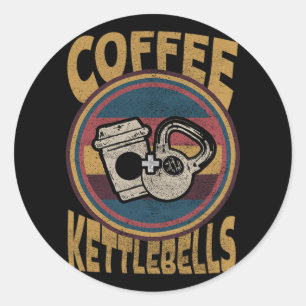 Sticker Rond Café Kettlebells Drôle entraînement Fitness Bodybu