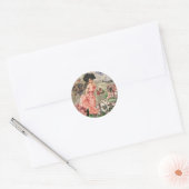 Sticker Rond Café Lady Victorian Femme Rose Classy (Enveloppe)