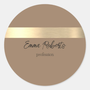 Sticker Rond Café Lait Brown Gold Foil Rustique Faux