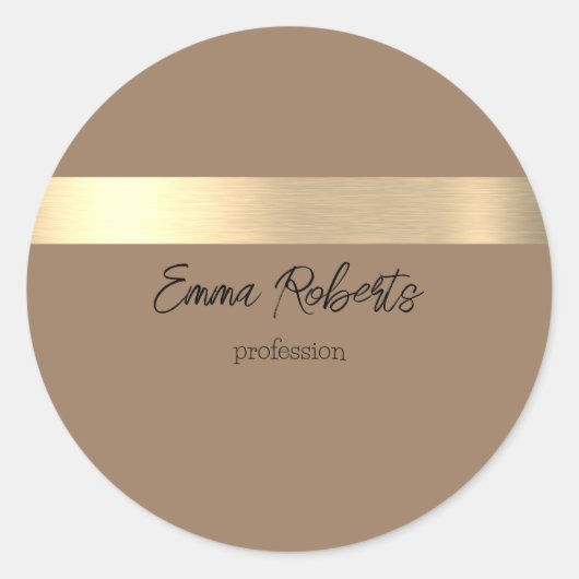 Sticker Rond Café Lait Brown Gold Foil Rustique Faux (Devant)