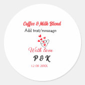 Sticker Rond Café & lait mélange amour couple café coeur rouge  (Devant)