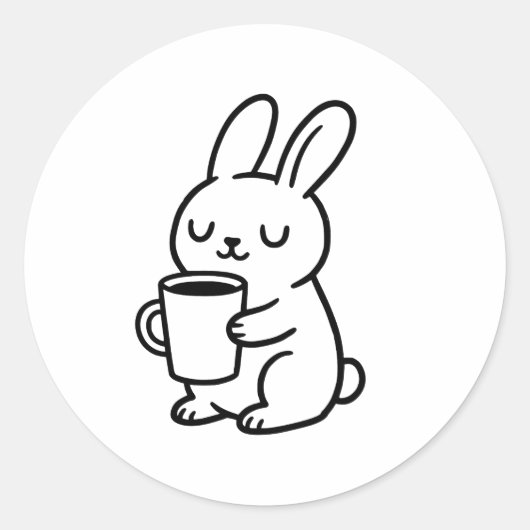 Sticker Rond Café Lapin Cozy Doodle (Devant)