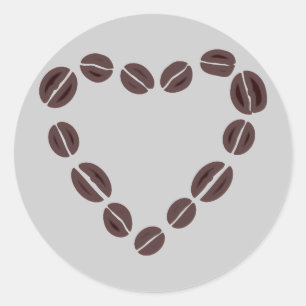 Sticker Rond Café Love Café Bean Heart