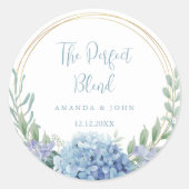 Sticker Rond Café Mariage Fleur Bleu Mixte Parfait (Devant)