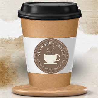 Sticker Rond Café marron personnalisé Branding