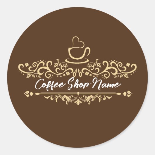 Sticker Rond Café moderne café accueil Personnaliser le nom (Devant)