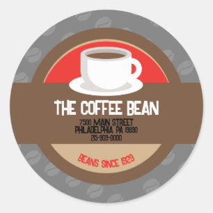 Sticker Rond Café moderne Café Bean Carte de visite