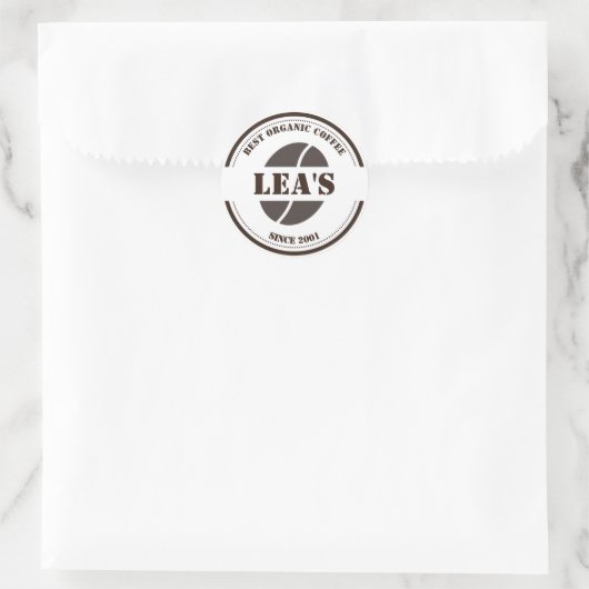 Sticker Rond Café Moderne Café Bean Logo (Sac)