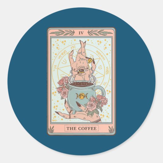 Sticker Rond Café Tarot Card Café Lover Café Caffiné (Devant)