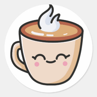 Sticker Rond Café tasse avec un sourire délicieux