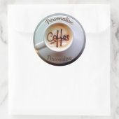 Sticker Rond Café tasse et soucoupe café en latte (Sac)