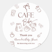 Sticker Rond Café Thème Café Bébé Brasse Arc Bébé Shower (Devant)