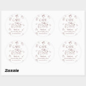 Sticker Rond Café Thème Café Bébé Brasse Arc Bébé Shower (Feuille)